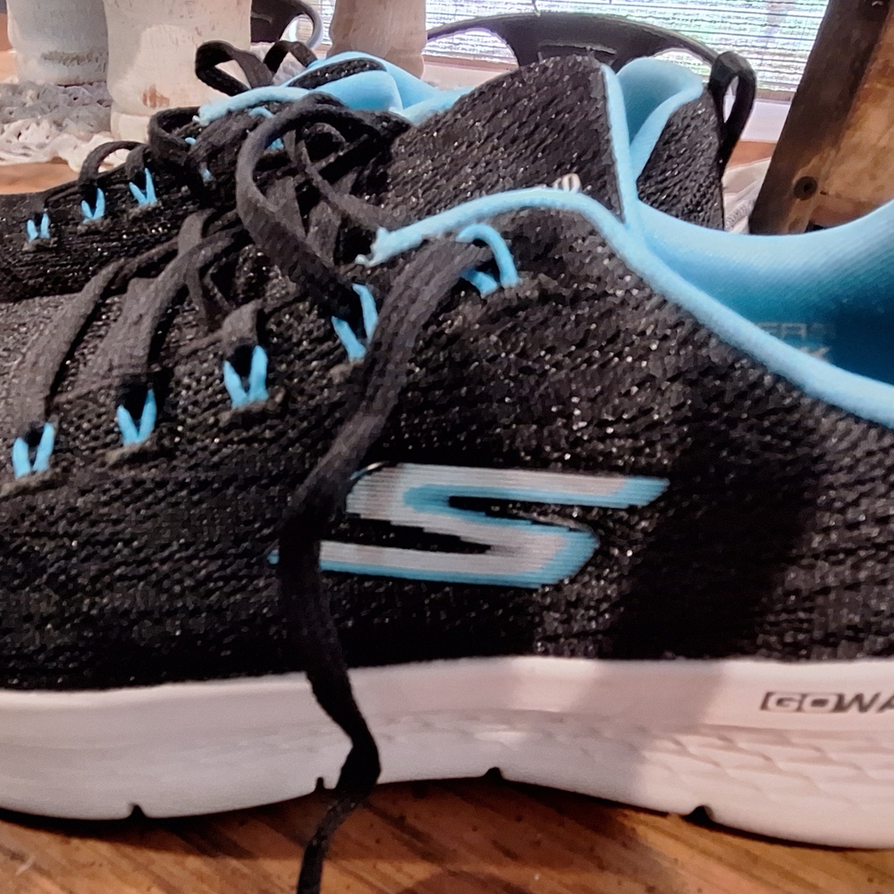 Skechers Black and Light Blue Sneakers
